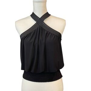 White House Black Market Cross-Front Matte jersey halter top